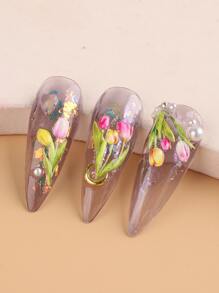 FULL BEAUTY 2 tấm Họa Tiết Hoa Móng Tay Nghệ Thuật Miếng Dán Miếng Dán Móng Tay DIY - Nhiều màu - Xem 8