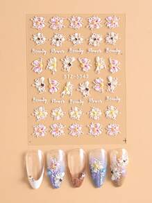 FULL BEAUTY 2 tấm Họa Tiết Hoa Móng Tay Nghệ Thuật Miếng Dán Miếng Dán Móng Tay DIY - Nhiều màu - Xem 9