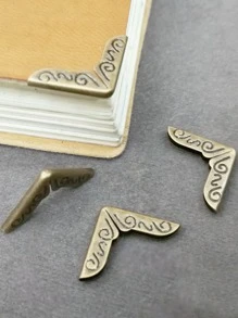 20入組金屬書角封面，復古不銹鋼書本保護套，適用於學校 - 金色 - 查看 1