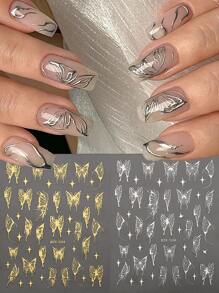 FULL BEAUTY 2 tấm Nhãn dán móng tay họa tiết hình con bướm - Nhiều màu - Xem 1