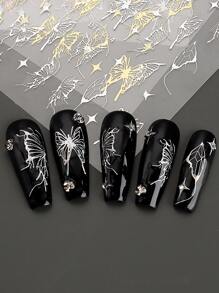 FULL BEAUTY 2 tấm Nhãn dán móng tay họa tiết hình con bướm - Nhiều màu - Xem 3