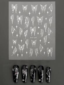 FULL BEAUTY 2 tấm Nhãn dán móng tay họa tiết hình con bướm - Nhiều màu - Xem 5