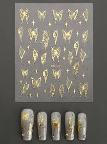 FULL BEAUTY 2 tấm Nhãn dán móng tay họa tiết hình con bướm - Nhiều màu - Xem 6