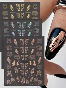 FULL BEAUTY 3 tấm dán móng nghệ thuật họa tiết da báo Miếng dán móng tay DIY - Nhiều màu - Xem 1