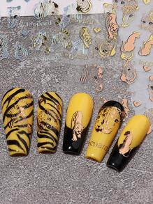 FULL BEAUTY 3 tấm dán móng nghệ thuật họa tiết da báo Miếng dán móng tay DIY - Nhiều màu - Xem 2