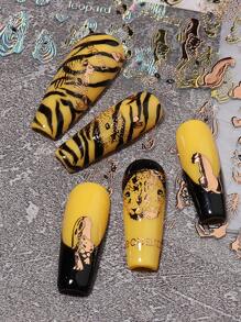 FULL BEAUTY 3 tấm dán móng nghệ thuật họa tiết da báo Miếng dán móng tay DIY - Nhiều màu - Xem 3