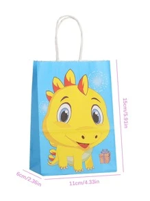 6入組/套紙質禮品包裝袋卡通可愛恐龍圖案派對禮品袋 - 彩色 - 查看 4