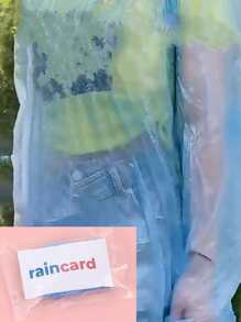 1pc Mixed Color Disposable Raincoat, Simple PE Portable Disposable Raincoat For Home - Blue - View 1