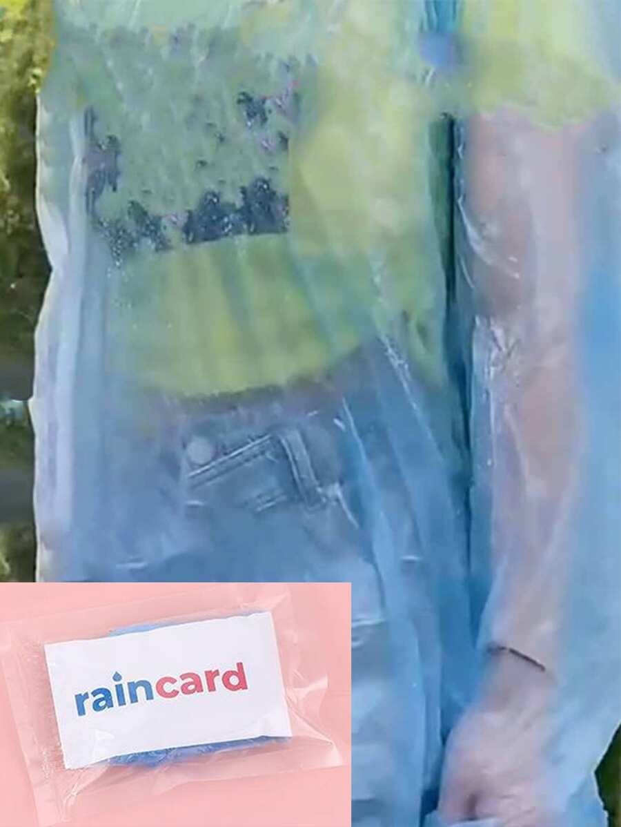 1pc Mixed Color Disposable Raincoat, Simple PE Portable Disposable Raincoat For Home - Blue - View 1