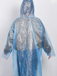 1pc Mixed Color Disposable Raincoat, Simple PE Portable Disposable Raincoat For Home - Blue - View 6
