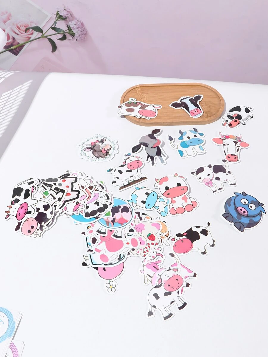 50入組可愛的奶牛文具和手帳裝飾貼紙