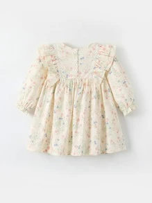 Girls Spring Dress Children's Princess Dress Suit Baby One-Year-Old Dress - Apricot - View 2