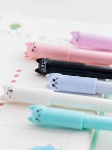6支卡通貓設計中性筆，創意動物設計塑料中性筆書寫用