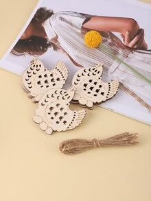 10pcs/set Wood Wall Hanging, Creative Chicken Charm Hanging Decoration For Home - Apricot - View 2
