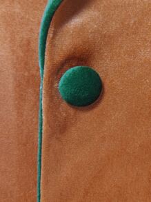 Hombres Blazer de cuello en contraste de terciopelo - Mostaza Amarilla - Ver 4