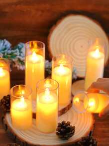 1pc LED Flameless Candle, Simple Clear ABS LED Candle For Wedding, Party - Yellow - View 1
