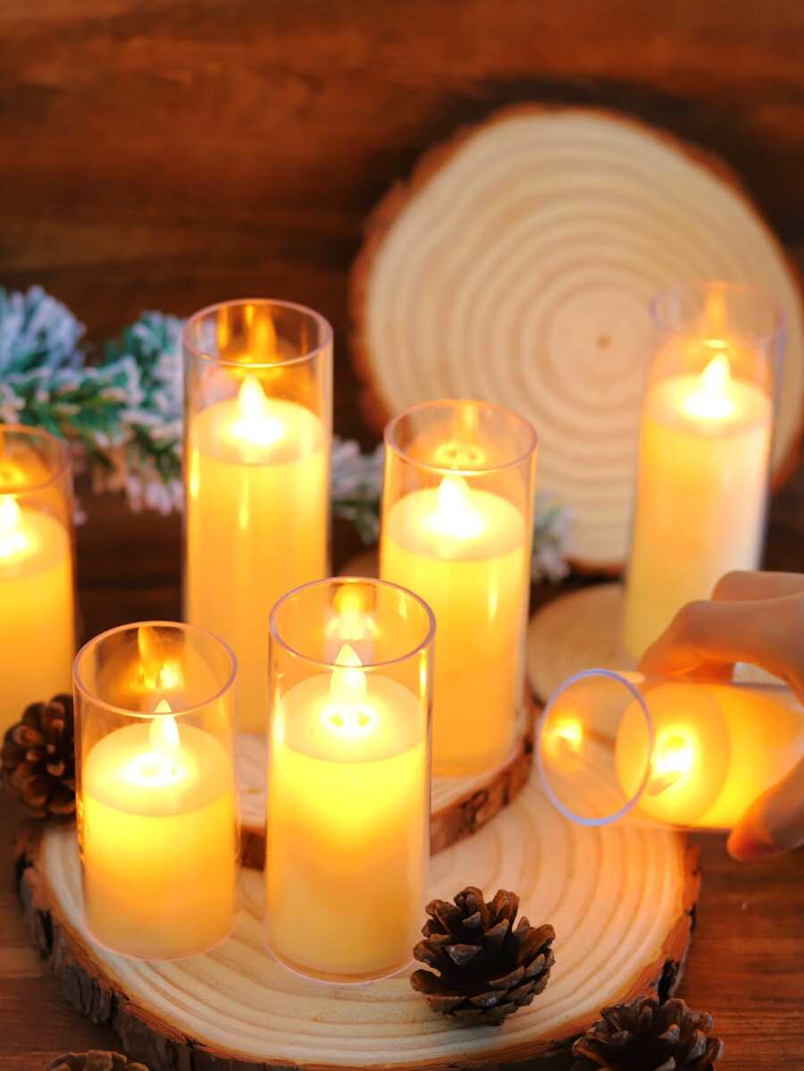 1pc LED Flameless Candle, Simple Clear ABS LED Candle For Wedding, Party - Yellow - View 1