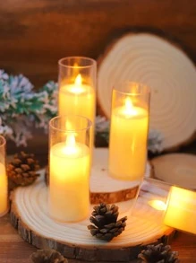 1pc LED Flameless Candle, Simple Clear ABS LED Candle For Wedding, Party - Yellow - View 5