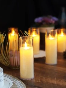 1pc LED Flameless Candle, Simple Clear ABS LED Candle For Wedding, Party - Yellow - View 7