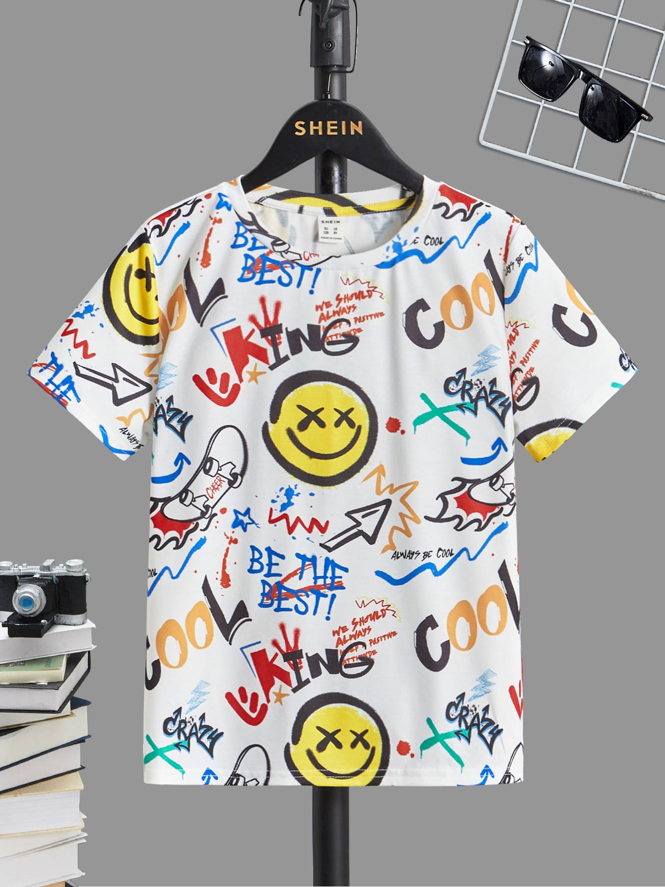 SHEIN Tops con trai Hoạt hình Lá thư Giải trí - Nhiều màu - Xem 1