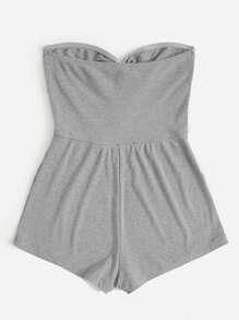 SHEIN EZwear Plus Twist Front Tube Romper - Grey - View 2