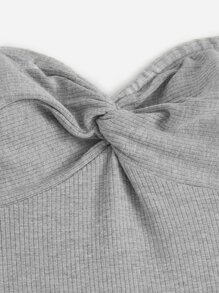 SHEIN EZwear Plus Twist Front Tube Romper - Grey - View 4