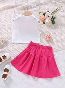 Bộ thời trang bé gái Xếp li Lá thư Giải trí - Nhiều màu - Xem 2