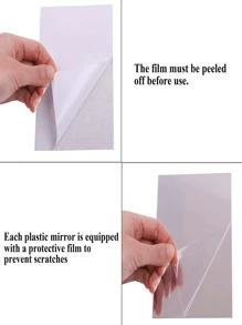 1 pieza Pegatina de espejo acrílico de 20*30cm para decoración del hogar (autoadhesiva, para dormitorio, baño, etc., no es un espejo real) Mejor regalo - Plateado - Ver 5