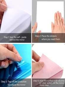 1 pieza Pegatina de espejo acrílico de 20*30cm para decoración del hogar (autoadhesiva, para dormitorio, baño, etc., no es un espejo real) Mejor regalo - Plateado - Ver 6