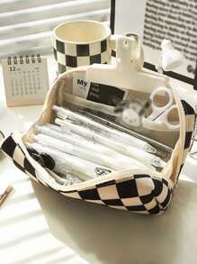 1 Túi Đựng Họa Tiết Ca Rô Túi Đựng Họa Tiết Hình Học Hiện Đại Túi Đựng Lưu Trữ Bút Bút Chì Tẩy - trắng - Xem 6