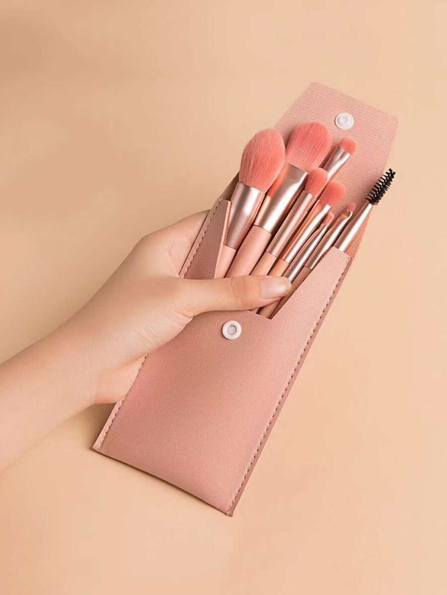 8 piezas Juego de brochas de maquillaje con bolsa de almacenamiento Mini viaje sombra de ojos base maquillaje polvo rubor labios corrector rubor herramientas cosméticas, Juego de brochas, Juego de brochas de maquillaje, Juego de maquillaje completo, Juego de brochas de maquillaje, Kit de maquillaje completo, Juego de brochas, Juego de brochas de maquillaje, Juego de regalo de maquillaje - Rosa - Ver 1