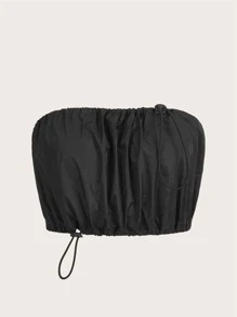 SHEIN EZwear 大碼素色抹胸上衣 - 黑色 - 查看 1