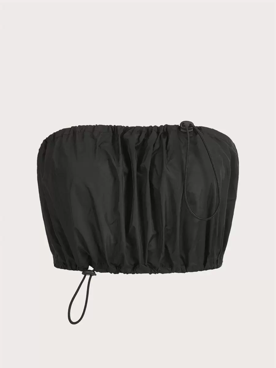 SHEIN EZwear 大碼素色抹胸上衣 - 黑色 - 查看 1