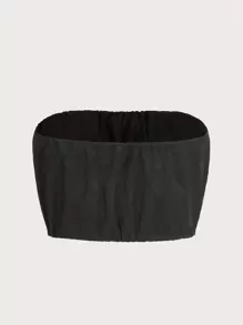 SHEIN EZwear 大碼素色抹胸上衣 - 黑色 - 查看 2