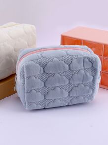 1入組雲朵簇絨鉛筆簡約風簇絨設計筆袋適用於收納筆橡皮擦 - 白色 - 查看 2