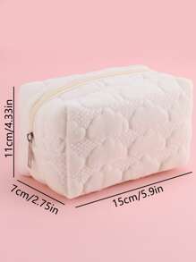 1入組雲朵簇絨鉛筆簡約風簇絨設計筆袋適用於收納筆橡皮擦 - 白色 - 查看 4