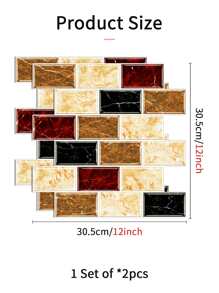 2 piezas/set Adhesivo de renovación de pared para cocina PVC cocina con patrón de ladrillo impermeable - Multicolor - Ver 6