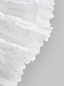 SHEIN MOD 網眼刺繡荷葉邊半身裙 - 白色 - 查看 3