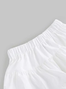 SHEIN MOD 網眼刺繡荷葉邊半身裙 - 白色 - 查看 4