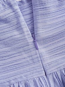 SHEIN MOD Đầm Cắt ra Thắt nút Dây kéo Nếp gấp Phần Ngực Sọc Giải trí - Màu Lilac Tím - Xem 4