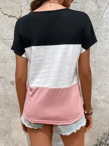 SHEIN LUNE Áo thun nữ Túi Khối Màu Giải trí - Nhiều màu - Xem 2