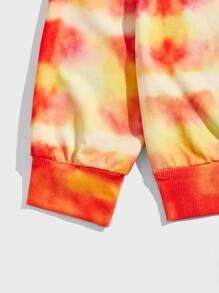 ROMWE MEN Guys Letter Graphic Tie Dye Pullover - Orange - View 4