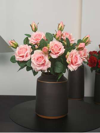 1入組滌綸人造玫瑰多用途人造花適合家庭派對婚禮裝飾