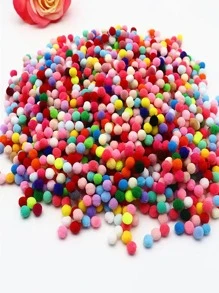 300pcs/set Color Block Pom Pom, Simple Polyester Felt DIY Decoration For Sewing - Multicolor - View 1