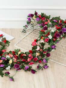 dây hoa nhân tạo bằng nhựa, vòng hoa nhân tạo đơn giản cho bữa tiệc - Màu tím - Xem 4