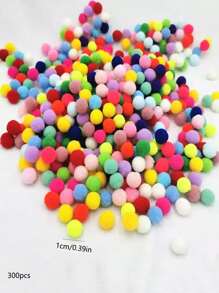 300pcs/set Color Block Pom Pom, Simple Polyester Felt DIY Decoration For Sewing - Multicolor - View 2