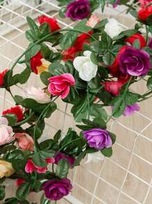 dây hoa nhân tạo bằng nhựa, vòng hoa nhân tạo đơn giản cho bữa tiệc - Màu tím - Xem 5