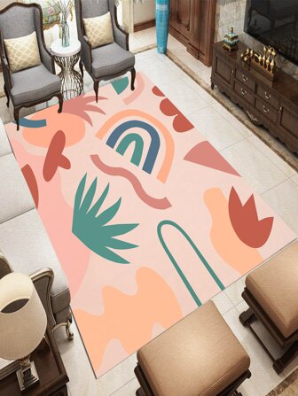 1pc Polyester Rug, Modern Rainbow Pattern Floor Carpet For Living Room, Bedroom, All Season