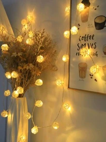 1串藤球灯，1.5/3/4.5米，现代球形设计，适用于家居装饰、卧室床头板、客厅墙面、圣诞树、儿童房装饰 - 黃色 - 查看 3