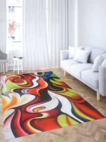 1pc Polyester Rug, Modern Graphic Pattern Floor Carpet For Living Room, Bedroom, All Season - Multicolor - View 2